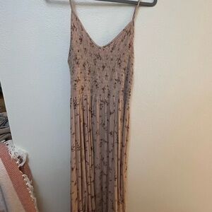 Daisy Beige/Light Pink Floral Maxi Dress